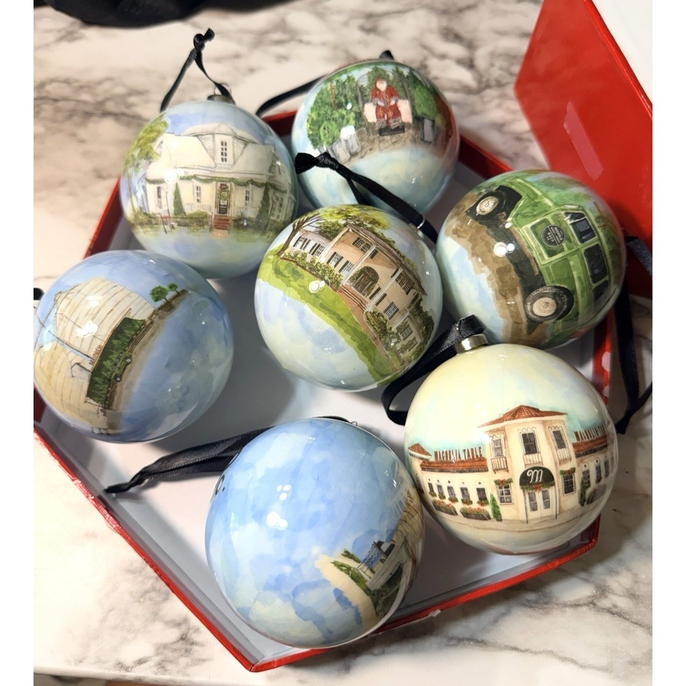 Magnolia Market  Waco TX Decoupage Ornaments Set of 7 Chip Joanna Gaines (P2892)